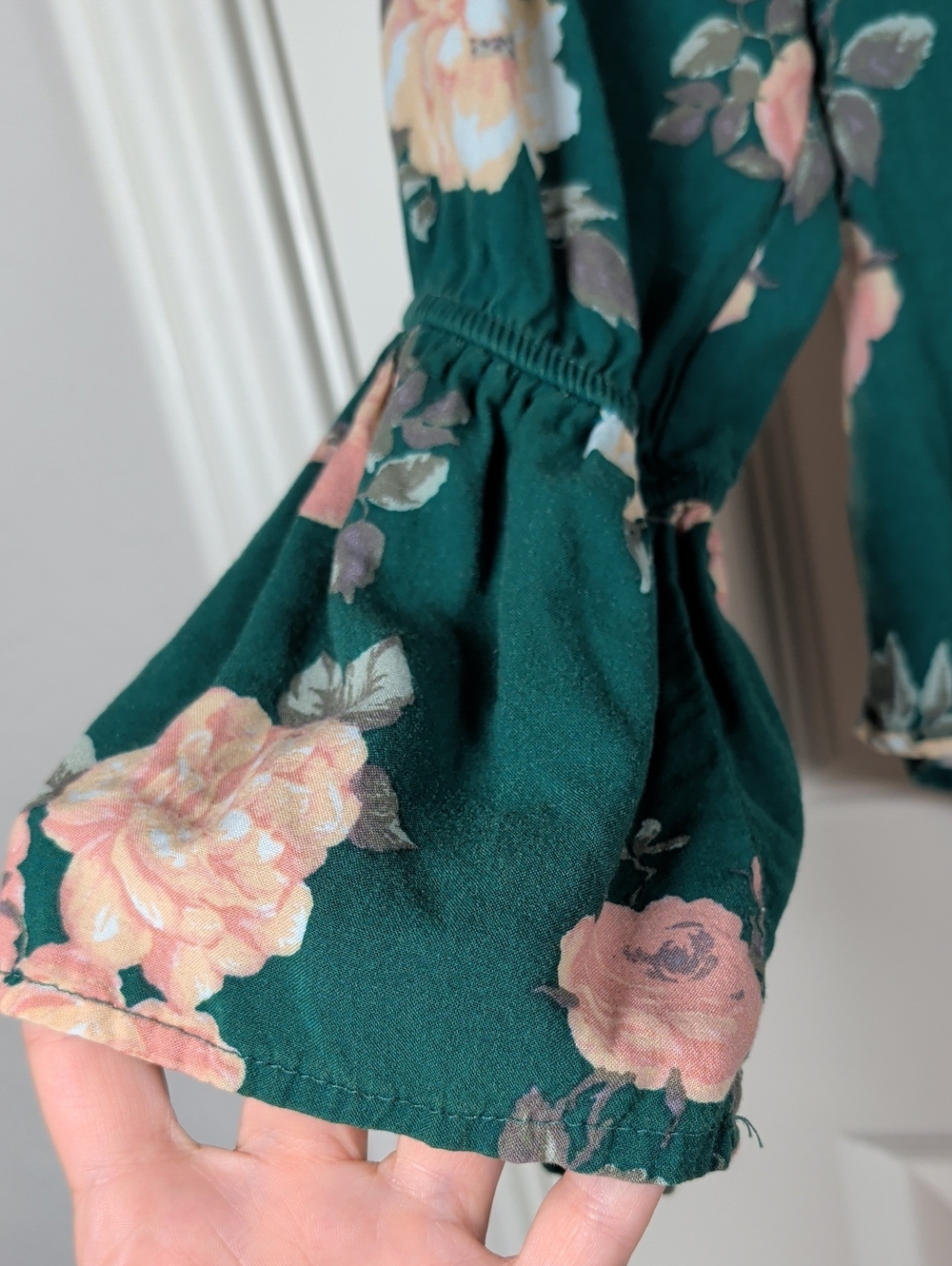 Heart Hips Green Floral Off-Shoulder Tie-Front Blouse - Picture 6 of 10